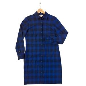 Brooks Brothers Red Fleece Women’s Blue Plaid Wool Blend Shirt Dress Size 6